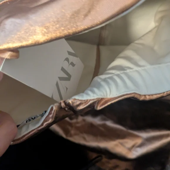 NWT ZARA Viral Tiktok Rose Gold Metallic Strapless Mini Dress - Picture 8 of 8
